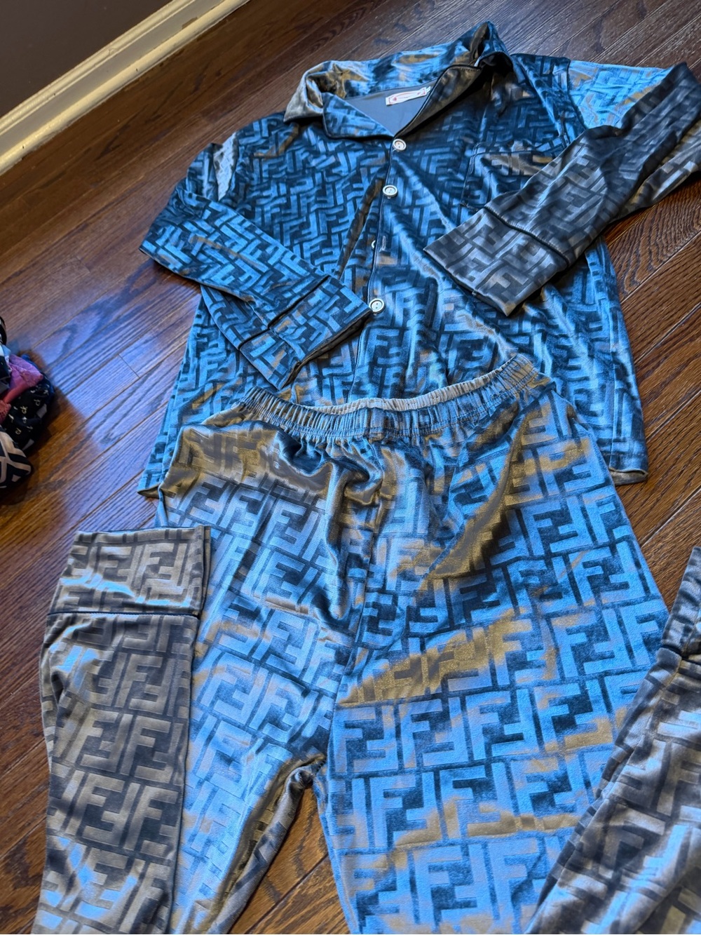 J. Crew Blue Geometric Pattern Pajama Set